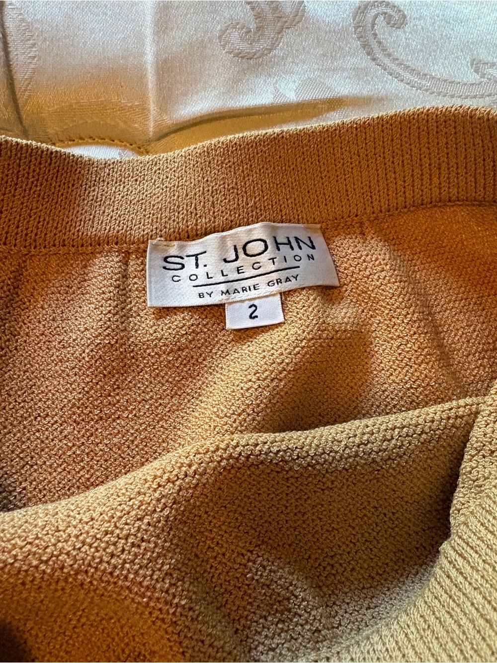 St. John Collection Midi Skirt in Mustard Yellow
